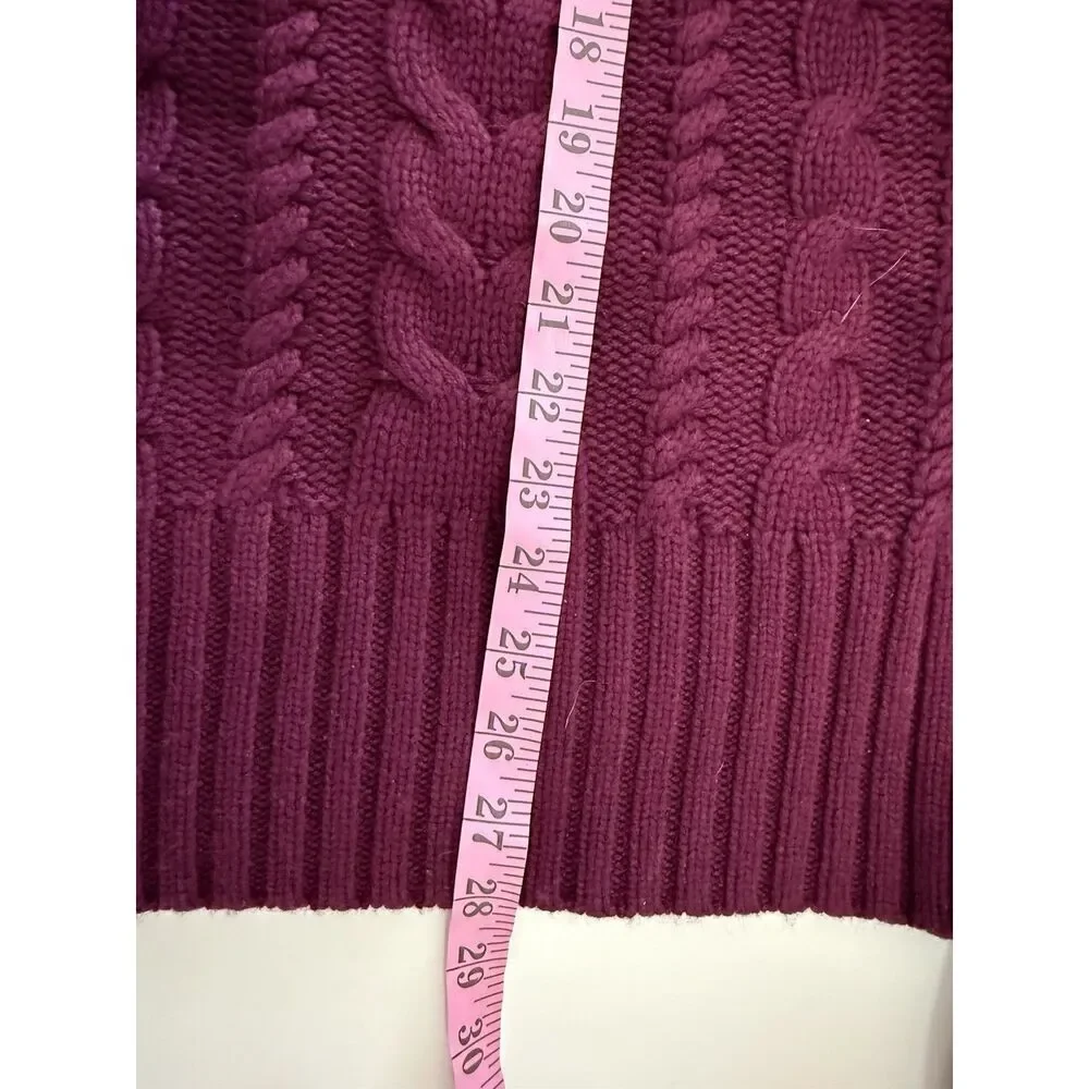 Banana Republic Chunky Cable Knit Merino Wool Cashmere Sweater Turtleneck Large - Picture 13 of 13